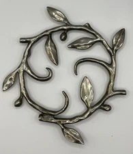 Michael Aram Leaf Vine Trivet Silverplated Bronze Handmade 6 inches Signed