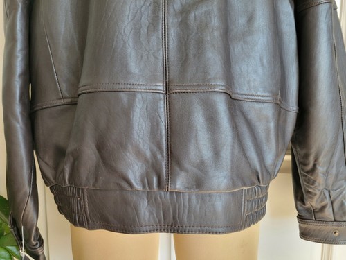 Cappotto bomber marrone scuro vera pelle di agnello taglia 56 XL nuovo con etichette Germania - Foto 7 di 12