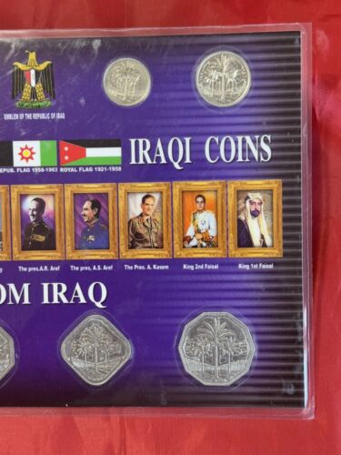 Vintage Iraqi 8 Coins 5 Fils - 1 Dinar Set Souvenir, Saddam Hussein Era, - Picture 2 of 7