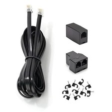 Long Telephone Extension Cord 6 FT Black Cable Line Wire with Standard RJ11 P...