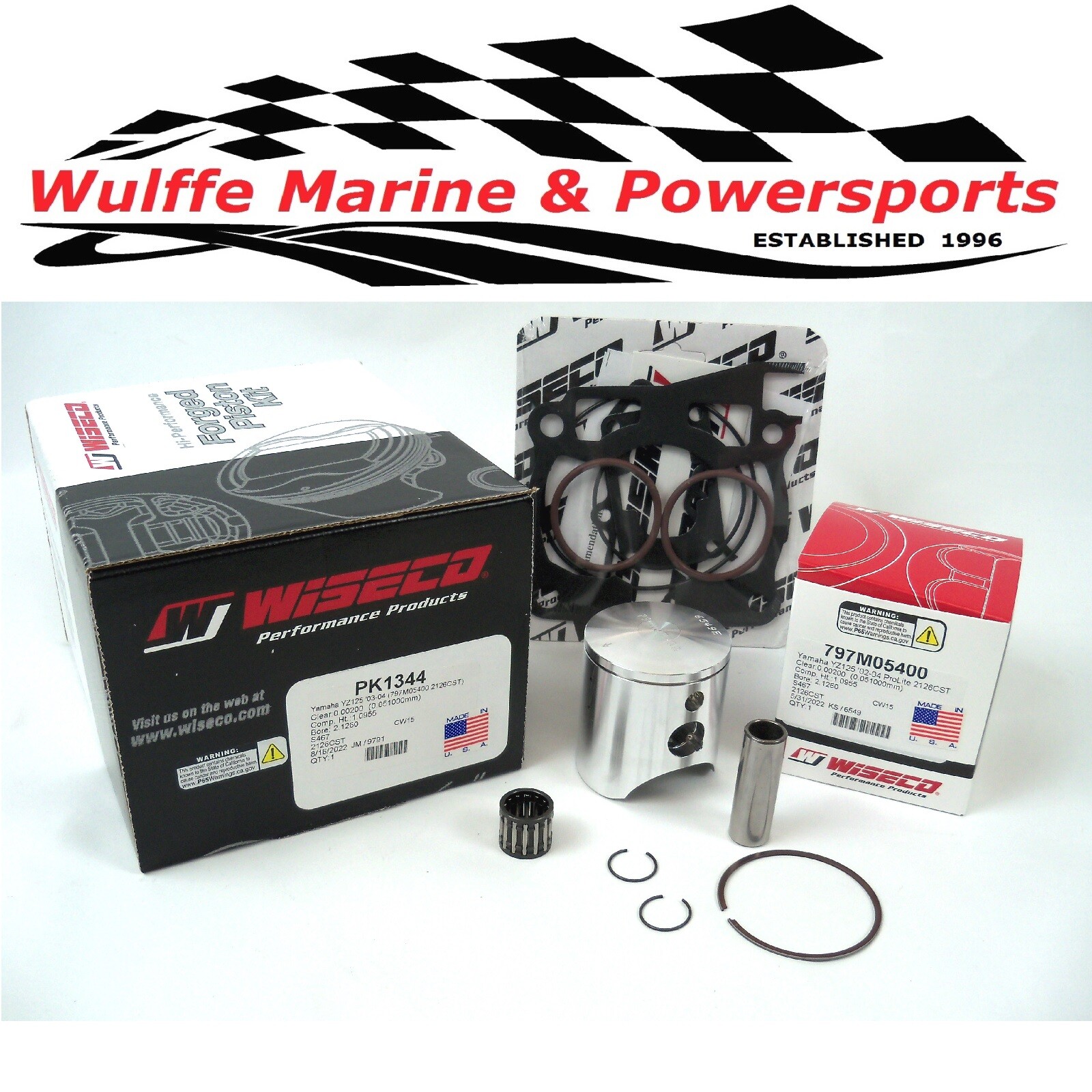 Top End Rebuild Kit Yamaha YZ125 '02-04 Wiseco Piston STD 54mm + Gaskets Bearing - Foto 9