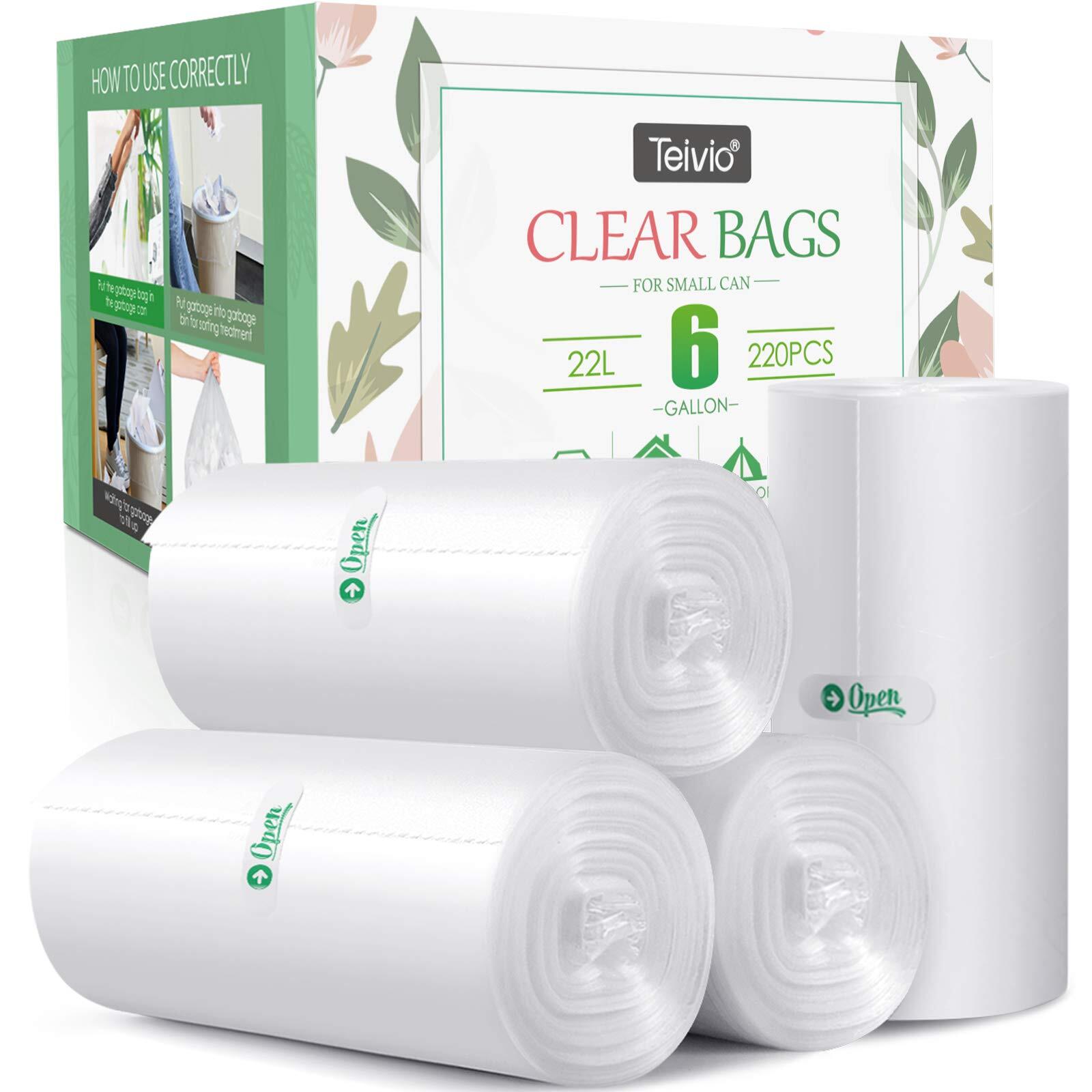 6 Gallon 220 Counts Strong Trash Bags Garbage Bags by , Bin Liners, for home ...