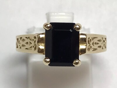10k Yellow Gold Black Obsidian Ring 