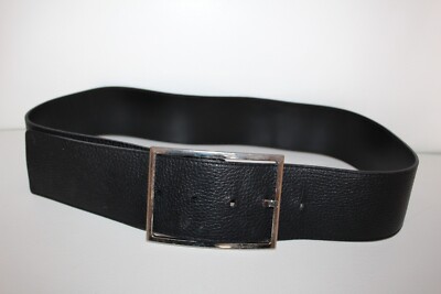 AUTHENTIC BURBERRY BLACK LEATHER WIDE FASHION BELT 40 100 | eBay display picture 3