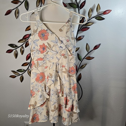 NWT Speechless Girls' Sleeveless Beige Floral Ruffled Zipper Back Dress Size 7
