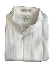 White Pleated Wing Collar Tuxedo Shirt 4XL 36/37 26