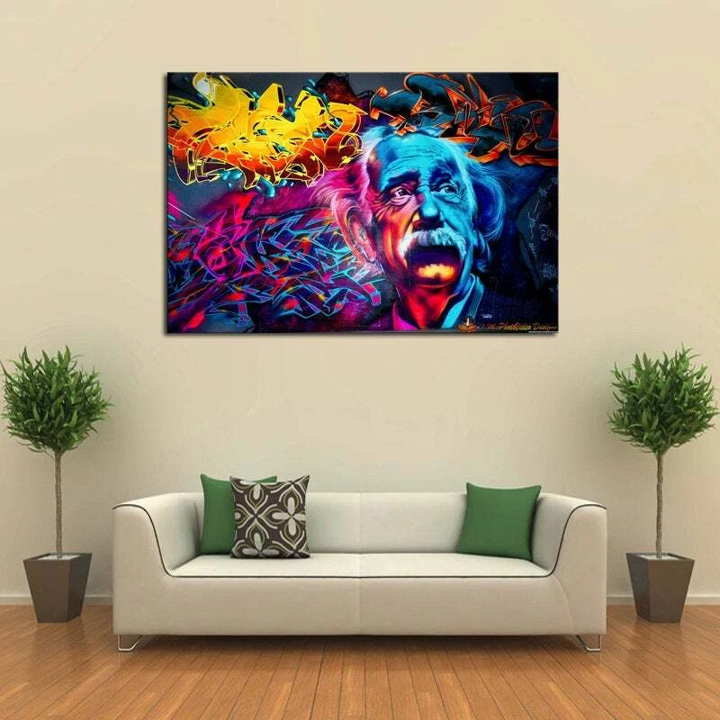 Multi Panel Print Einstein Psychedelic Canvas 5 Piece Wall Art Cannabis Pot Weed - Image 4 of 4