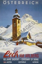 Lech Arlberg Austria vintage winter travel promotion poster 16x24