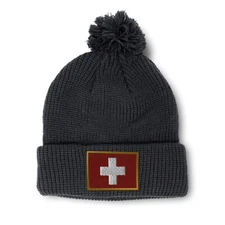 Pom Pom Beanies for Women Swiss Embroidery Winter Hats for Men Acrylic Skull Cap