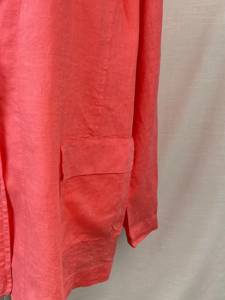 Eileen Fisher NWT Size 2X 100% Irish Linen Blazer Peony Orange Spring Office Wea - Image 4 of 4