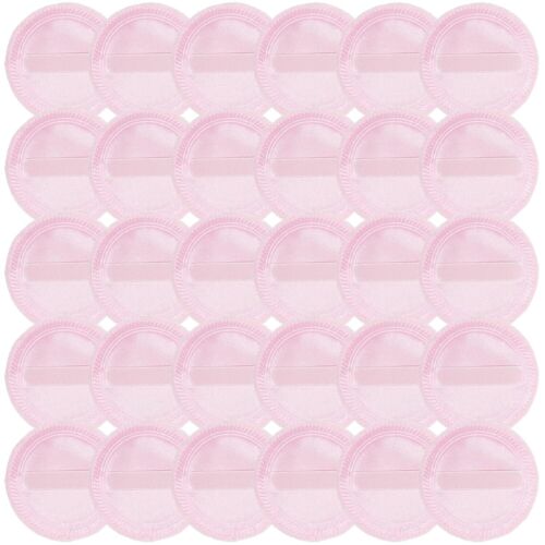 FRCOLOR 30pcs Pink Cotton Powder Puffs with Strap for Body & Makeup Powder