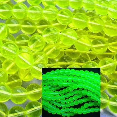 25pcs Vaseline Uranium Glass Beads Smooth Round Czech 6mm 8mm 10mm 12mm