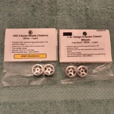 Lot Of 2 Sets Of Cb Design 5-spoke Aluminum 132 Slot Car Wheels 15 X 10mm