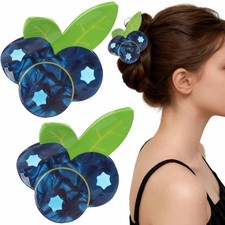 2 PCS Fruit Hair Claw Clips for Women Girls Cute 1 Count Pack of 2 , Blue