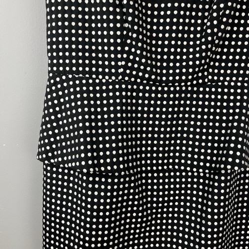 Anne Klein Peplum Sheath Dress Womens 8 Black White Polka Dot Dress Sleeveless - Picture 4 of 7