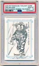 Twilight Zone Series 4 Robbie Robot Sketch Cris Bolson Case Topper #NNO PSA 10