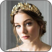 Greek Goddess Headband Accessories Gold Leaf Crown for Women