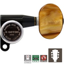NEW Gotoh SG360-P2 MGT Locking Tuners L3 R3 w/ LARGE Amber Buttons 3x3 - BLACK