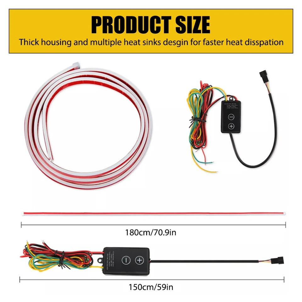 Switchback Secuencial Blanco Ámbar LED Capucha Luz Señal Giro DRL Lámpara de Correr EE. UU. Foto 2 de 4