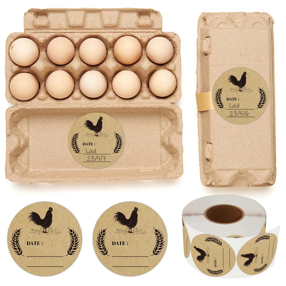 500 шт. круглых натуральных наклеек на фермерские куриные яйца наклейки для консервирования курицы 2 дюйма B... - Изображение 2 из 4