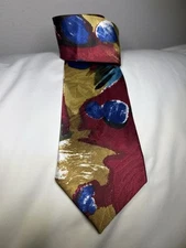 Vintage Tá Bom Mens Necktie Watercolor Floral ~ Korea Polyester ~ Royal Colors