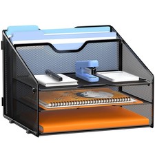 Best Letter Tray Organizer Mesh Desk File Organizer with 3 Paper Trays and 2