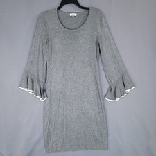 Calvin Klein Dress Women Gray Medium Rayon Nylon Bell Sleeve