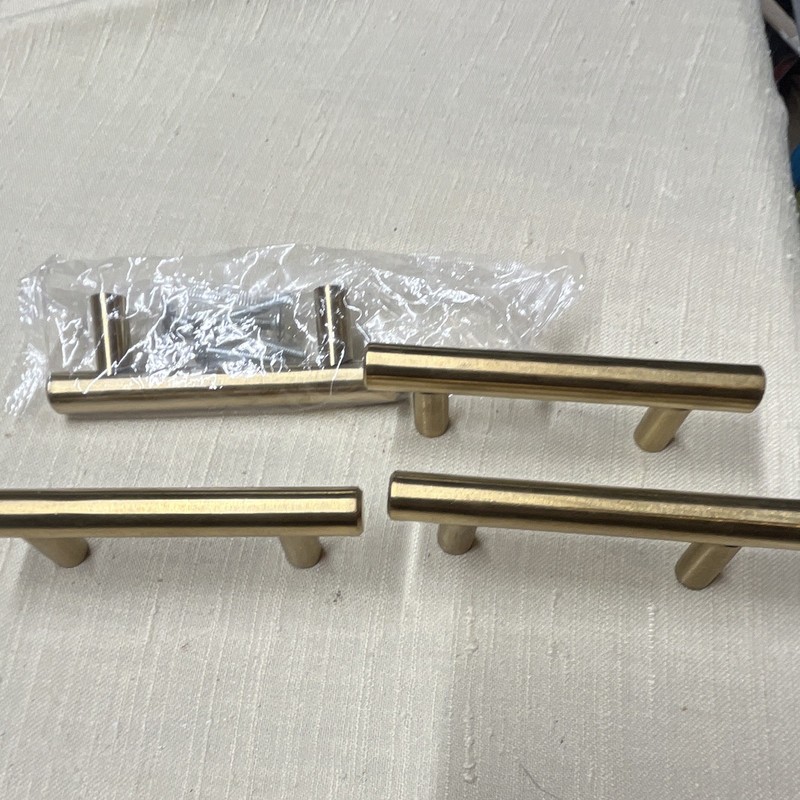 Gold Brushed Metal Bar Pulls 4-Pack 3in CtoC 5in Modern Cabinet/Drawer