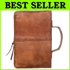 Portable Leather Book Cover with Back Pocket - Light Brown