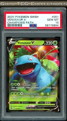 PSA 10 ⭐️ Pokemon Venusaur V 001 Champion's Path Graded Card