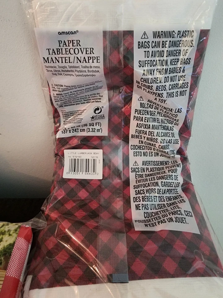 Lote de 6 manteles rojos y a cuadros sin abrir - plástico y papel - suministros para fiestas - N Foto 3 de 3