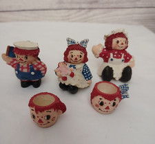 Vintage Raggedy Ann  Andy Miniature Tea Set Resin 1990s Ranger International