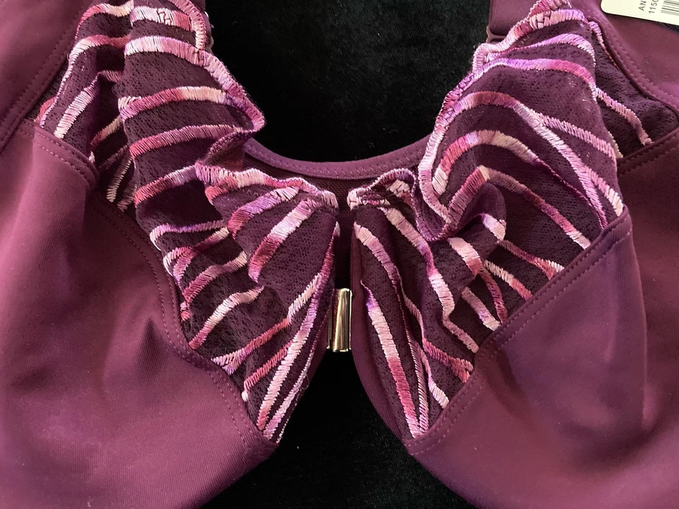 New Paramour by Felina 38DD Angie Front Close Full Coverage Minimizer Bra Purple - Image 3 of 4