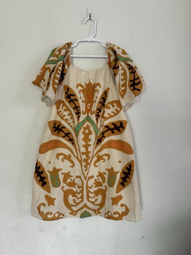 Zara Girls Linen Printed A Line Summer Tribal Print Dress, Size 10 - Picture 4 of 9