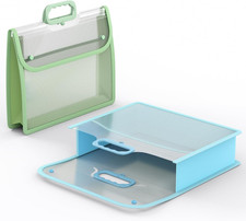 Portable Transparent Plastic File Folder with Handle, Heavy Duty Letter/A4 Size