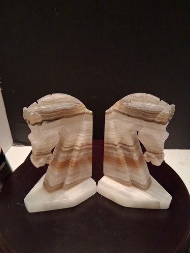 Vintage Mid Century Alabaster Marble Horse Head Bookend . Beautiful - Picture 3 of 12