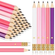 80 PCS Pink Dream Heart Style Mini Golf Pencils With Eraser 2 HB 4 Inch Half