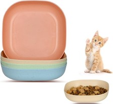 Cat Food Bowl Set, 6 inch Wide Shallow for Relief 4 Pcs