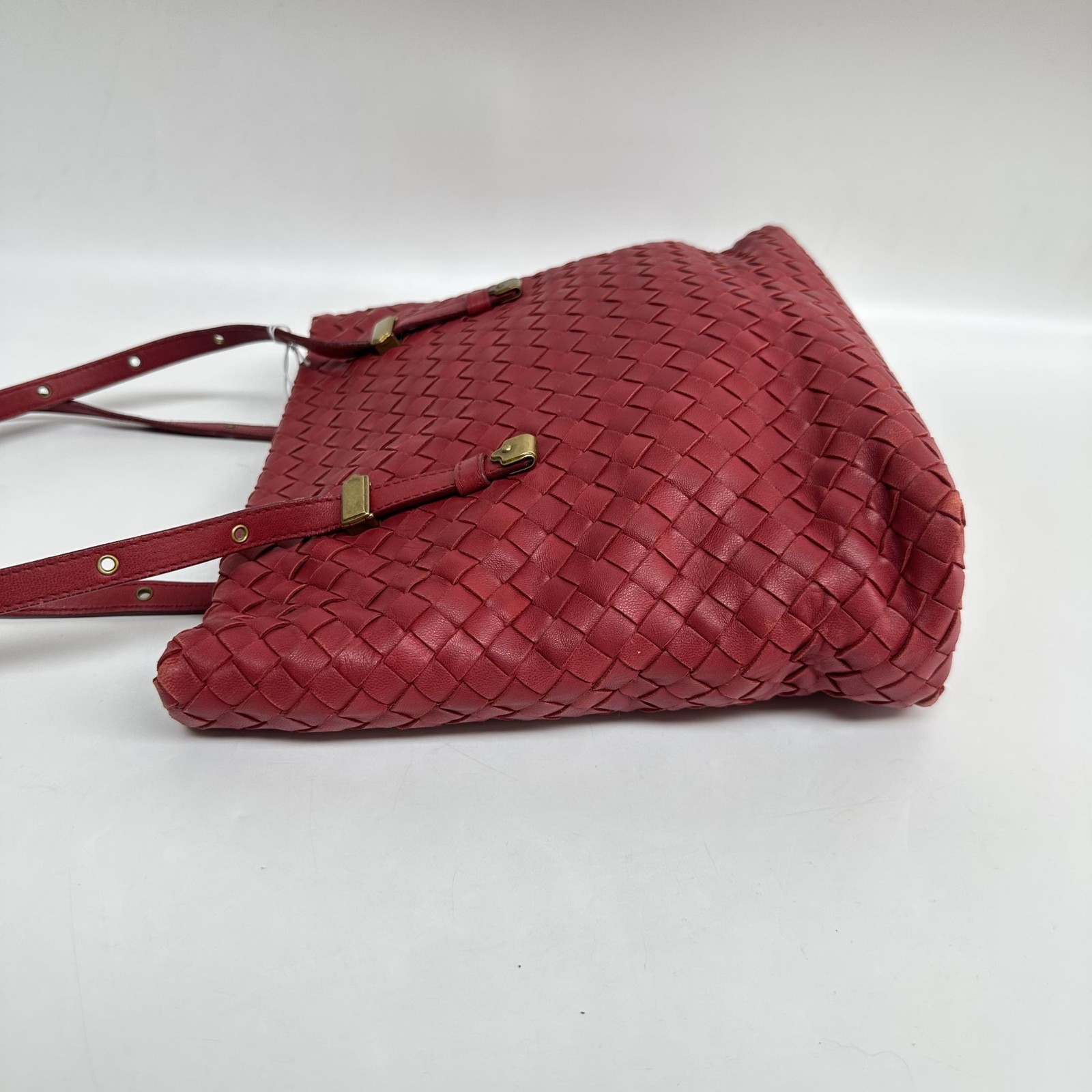 Red Intrecciato Leather Tote Bag - ## image 5