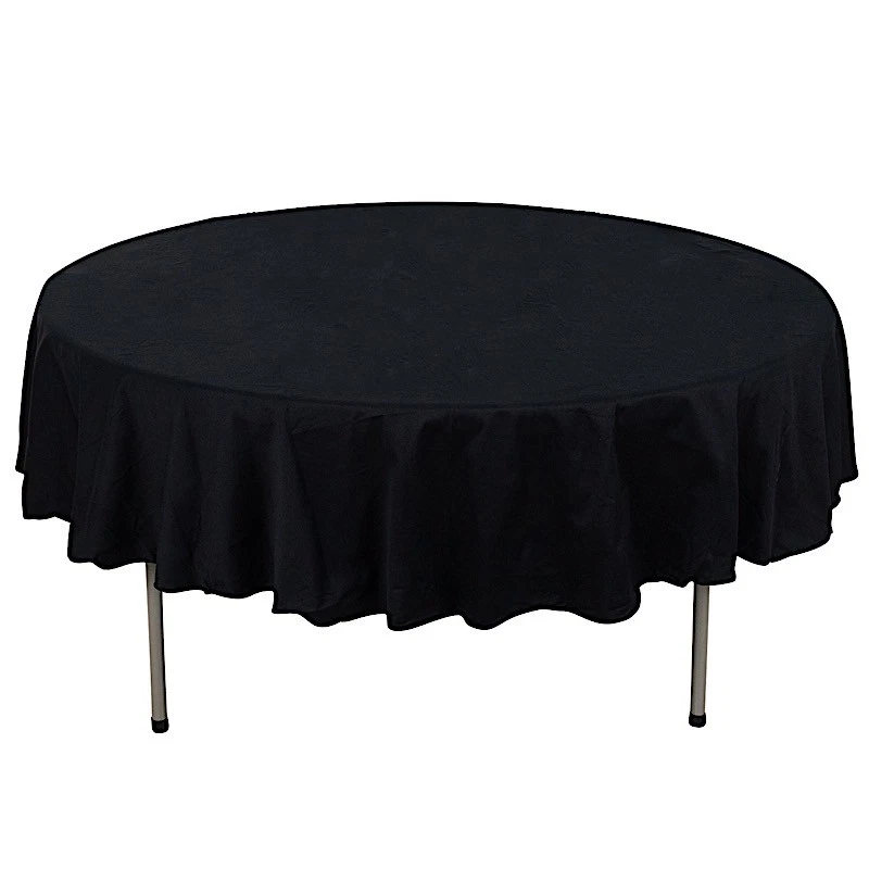 90" Black 100% COTTON ROUND TABLECLOTH High Quality Catering Home Dinner Linens - Image 3 of 4