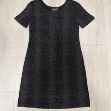 Carole Little Vintage Women's Dress Blk/Gold Size 4 Short Sleeve Stretchy 1990s