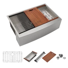 Mocoloo 33 Farmhouse Sink - 33 x 22 Inch Undermount Kitchen Sink Ledge 16 Gauge