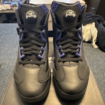 New-Reebok Shaq-Pump Mid Top Basketball Sneakers Black Purple Yellow - Mens 10
