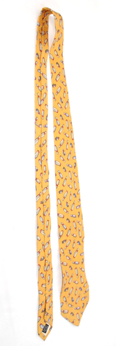 Corbata de cuello GUCCI amarilla y multicolor con estampado de boliche de seda para hombre - Imagen 6 de 6