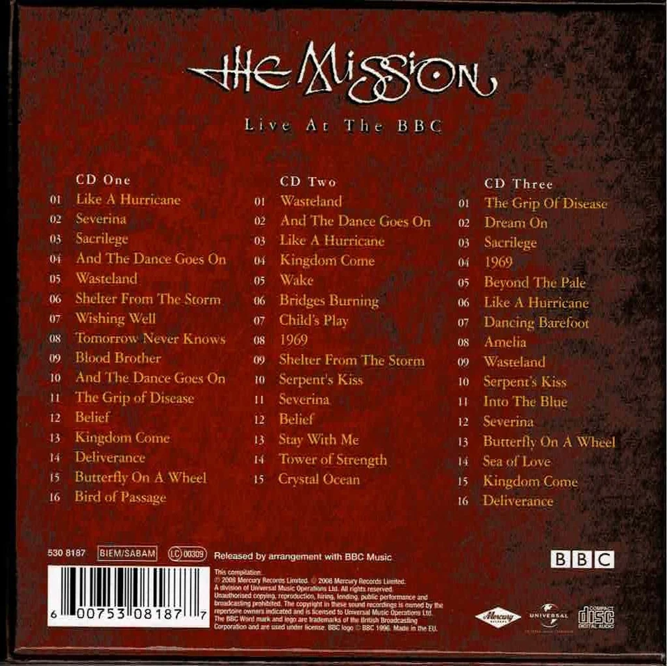 THE MISSION - Live At The BBC - UK Box Set 3CD 2008 - never played - MINT !!! - Bild 2 von 4
