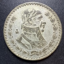 1962 MO $1 Mexico SILVER One Un 1 Peso Circulated edge lettering Morelos coin