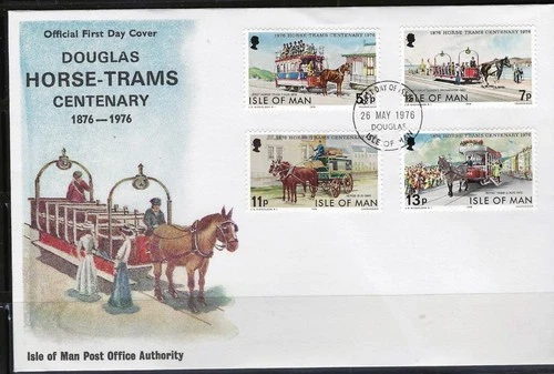 1¢ WONDER'S ~ ISLE OF MAN FDC DOUGLAS HORSE-TRAMS CENTENARY 1976 C/S - F188