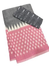 Women's New Plain Linen Digital Print Saree With Unstitched Blouse Piece