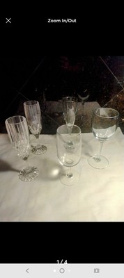Elegant Wine and Champagne Drinking Glasses Lot Of 5