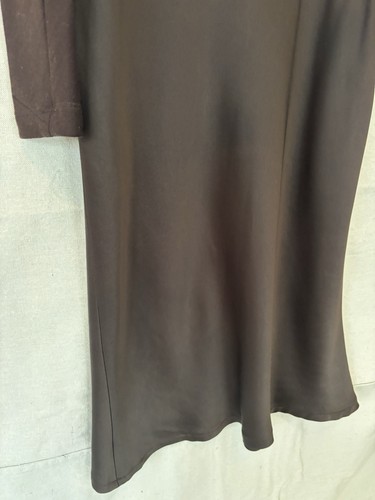 Vintage 90s Y2K Donna Karan Signature Chocolate Brown Bias Cut Midi Dress size M - Picture 13 of 16